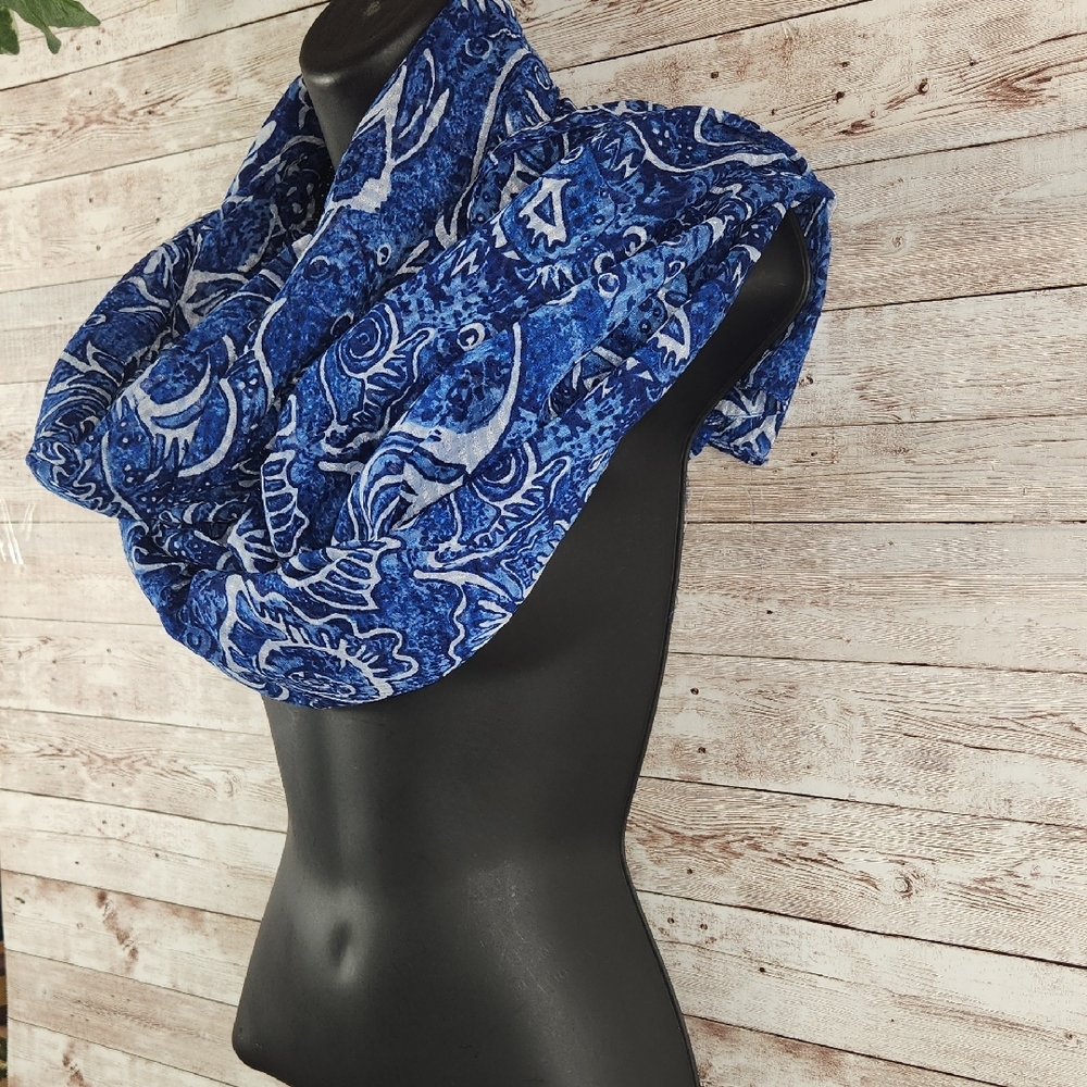 Navy Blue Paisley Wrap Scarf  Sz 78 x 44 - Picture 2 of 5